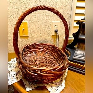Vintage Oval Wicker Basket with Handle and a little bit of Greenery